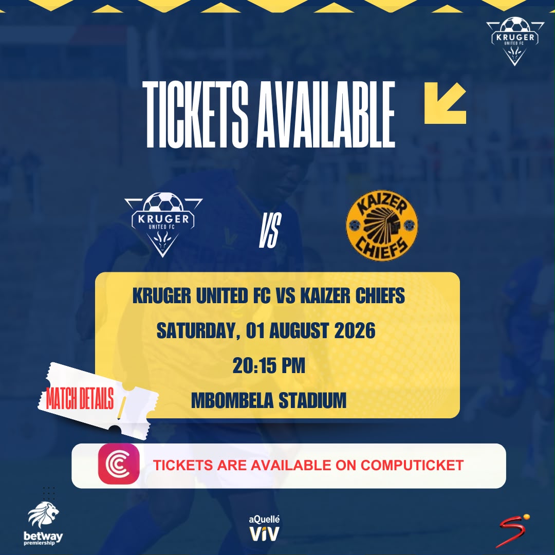 Kruger United vs Kaizer Chiefs tickets are now available